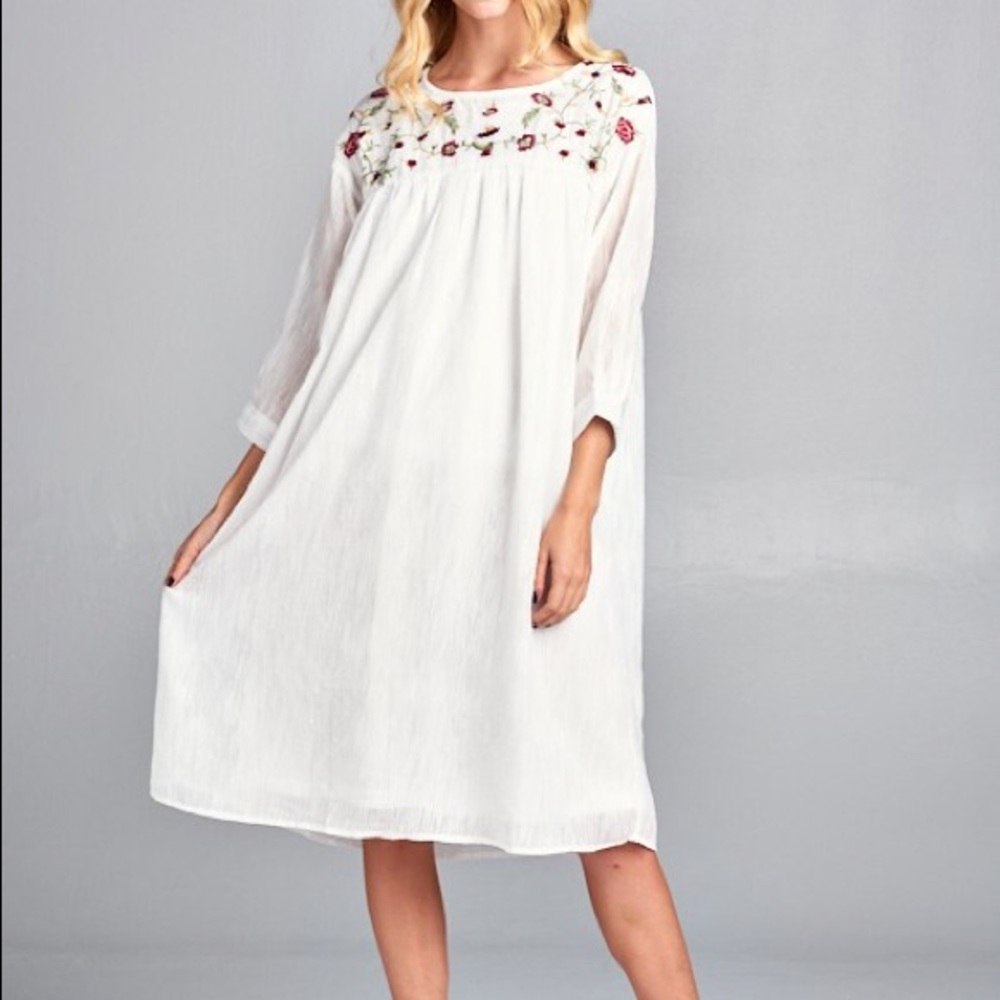 Embroidered Midi Nursing/Pregnancy Dress